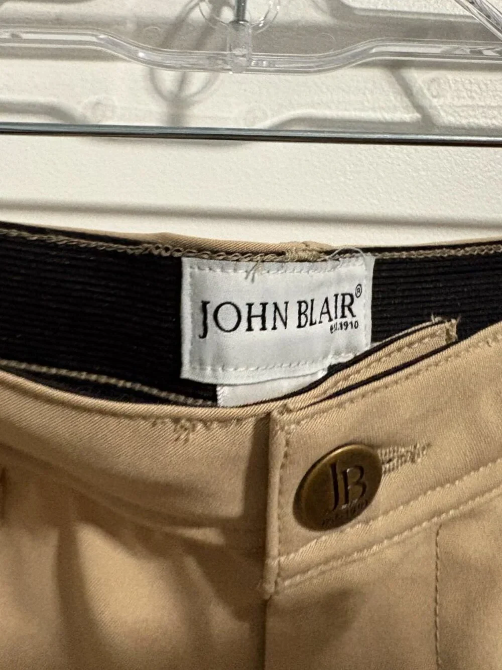 John Blair Khaki Men's Trousers Dress Pants sz 36S 36 Short Flat Polyester NEW